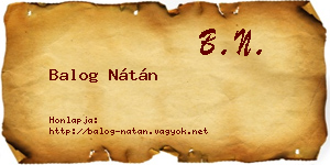 Balog Nátán névjegykártya